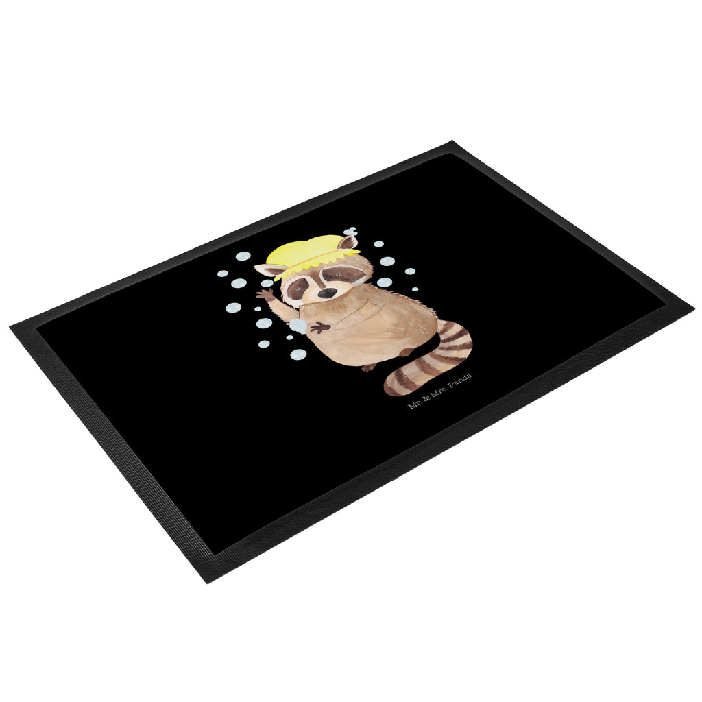 Fußmatte Waschbär Waschbär, Tagträumen, Plan, Fröhlich, waschen, Seifenblasen Türvorleger, Schmutzmatte, Fußabtreter, Matte, Schmutzfänger, Fußabstreifer, Schmutzfangmatte, Türmatte, Motivfußmatte,  Haustürmatte, Vorleger  süße Tiermotive, gute Laune, lustige Sprüche, Tiere