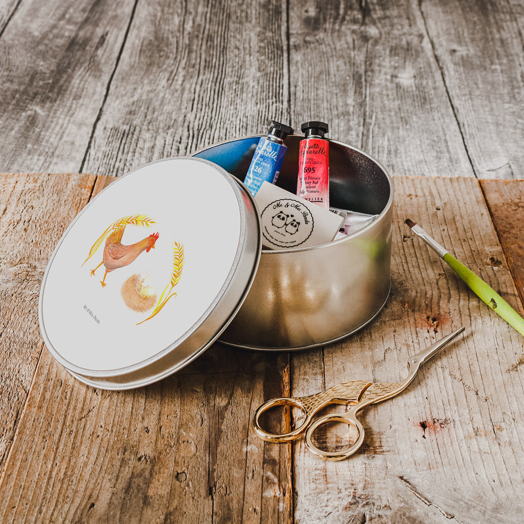 Blechdose rund Huhn stolz Metalldose, Keksdose, Dose, Vorratsdose, Geschenkbox, Bauernhof, Hoftiere, Landwirt, Landwirtin, Hahn, Henne, Hühner, Eier, Hof, Landleben, Motivation, Geburt, Magie, Spruch, Schwangerschaft