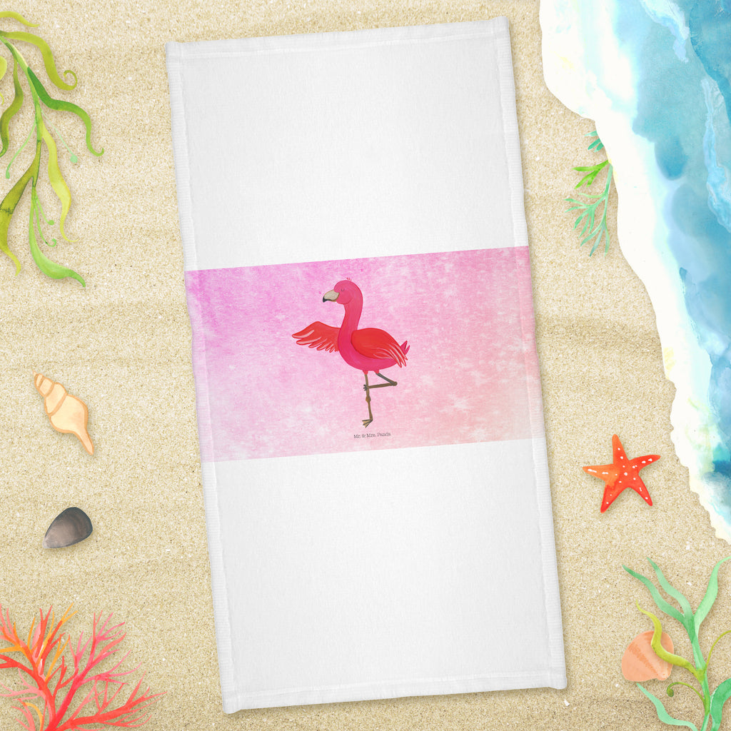 70 x 140 Handtuch Flamingo Yoga Duschtuch, Badetuch, Strandtuch, Saunatuch, Kinder Handtuch, Flamingo, Vogel, Yoga, Namaste, Achtsamkeit, Yoga-Übung, Entspannung, Ärger, Aufregen, Tiefenentspannung