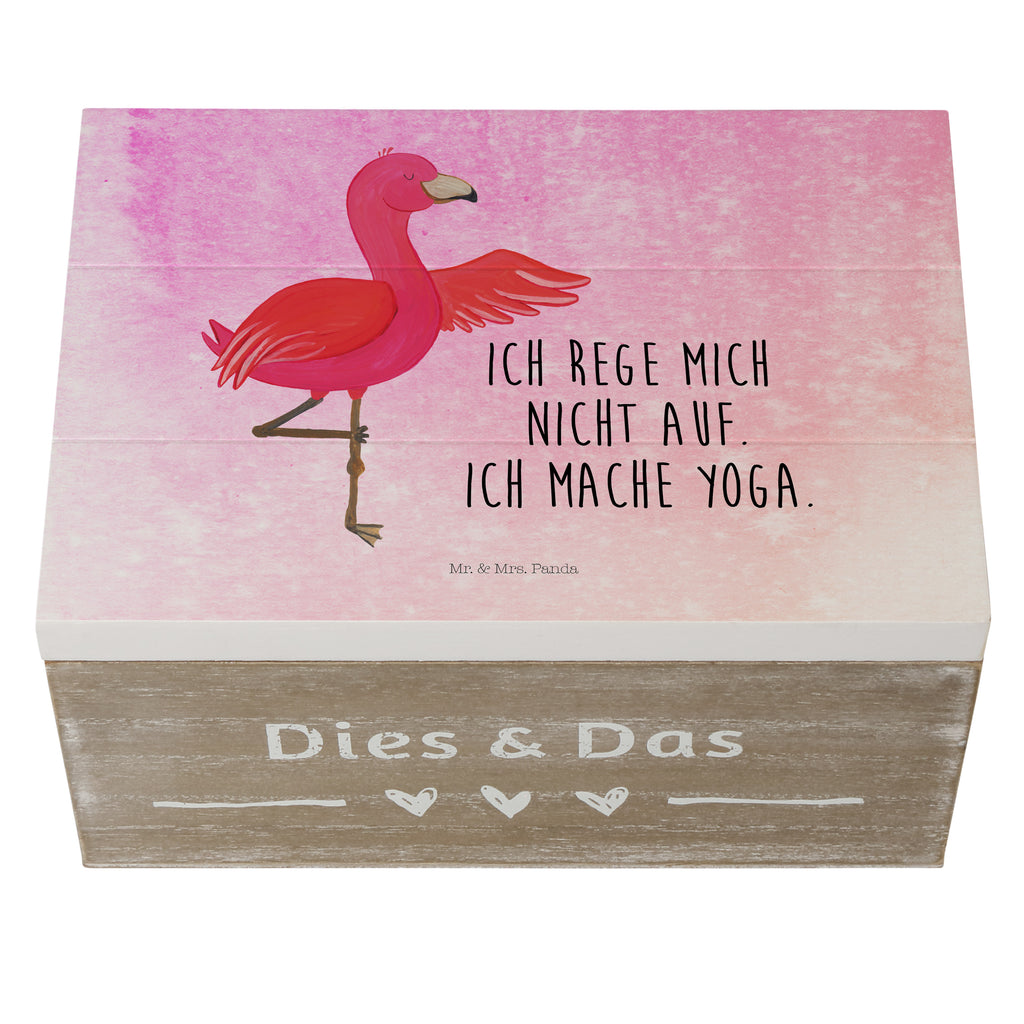Holzkiste Flamingo Yoga Holzkiste, Kiste, Schatzkiste, Truhe, Schatulle, XXL, Erinnerungsbox, Erinnerungskiste, Dekokiste, Aufbewahrungsbox, Flamingo, Vogel, Yoga, Namaste, Achtsamkeit, Yoga-Übung, Entspannung, Ärger, Aufregen, Tiefenentspannung