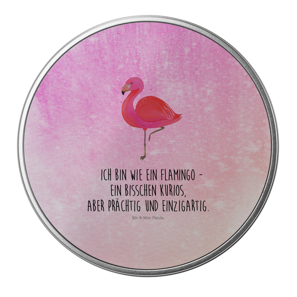 Blechdose rund Flamingo classic Metalldose, Keksdose, Dose, Vorratsdose, Geschenkbox, Flamingo, Einzigartig, Selbstliebe, Stolz, ich, für mich, Spruch, Freundin, Freundinnen, Außenseiter, Sohn, Tochter, Geschwister