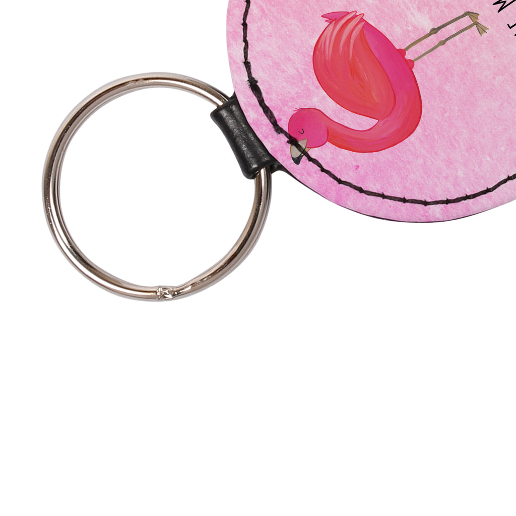 Rund Schlüsselanhänger Flamingo stolz Schlüsselanhänger, Anhänger, Taschenanhänger, Glücksbringer, Schutzengel, Flamingo, stolz, Freude, Selbstliebe, Selbstakzeptanz, Freundin, beste Freundin, Tochter, Mama, Schwester