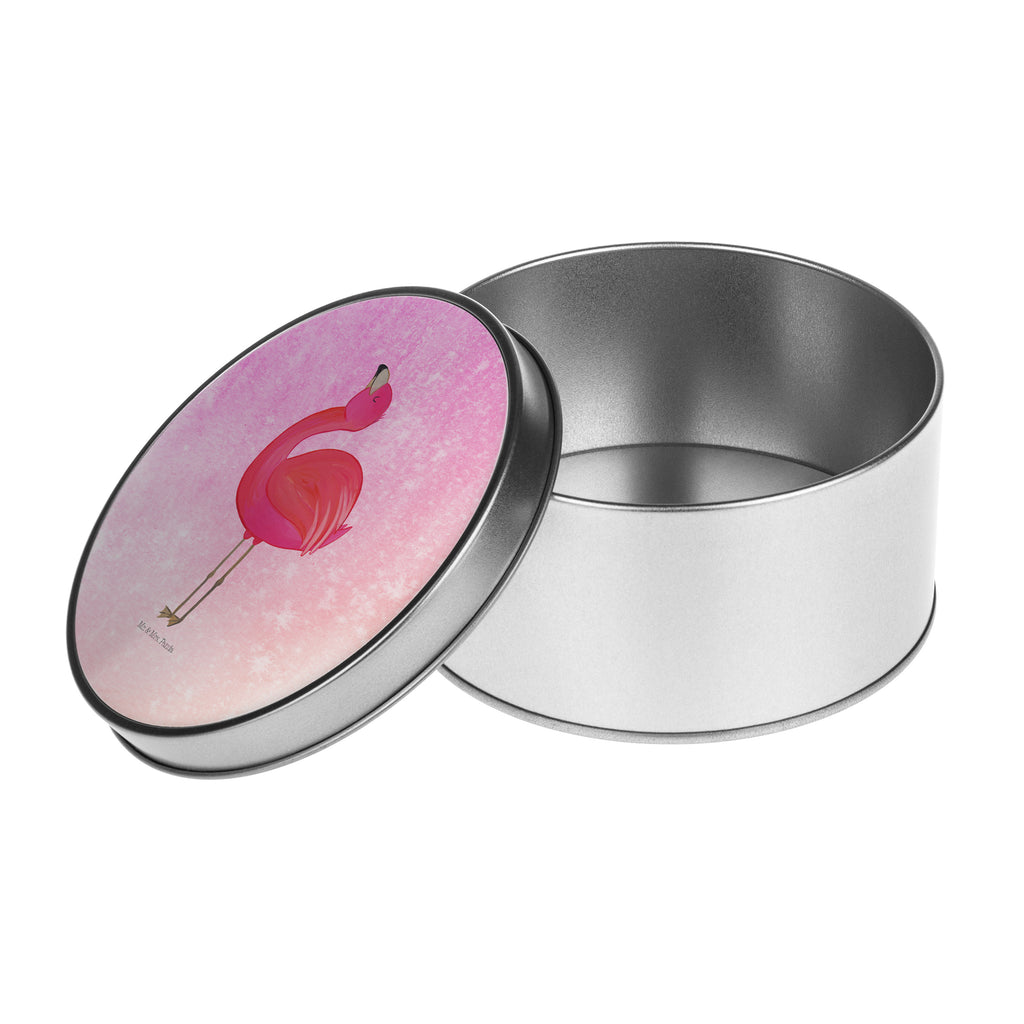 Blechdose rund Flamingo stolz Metalldose, Keksdose, Dose, Vorratsdose, Geschenkbox, Flamingo, stolz, Freude, Selbstliebe, Selbstakzeptanz, Freundin, beste Freundin, Tochter, Mama, Schwester