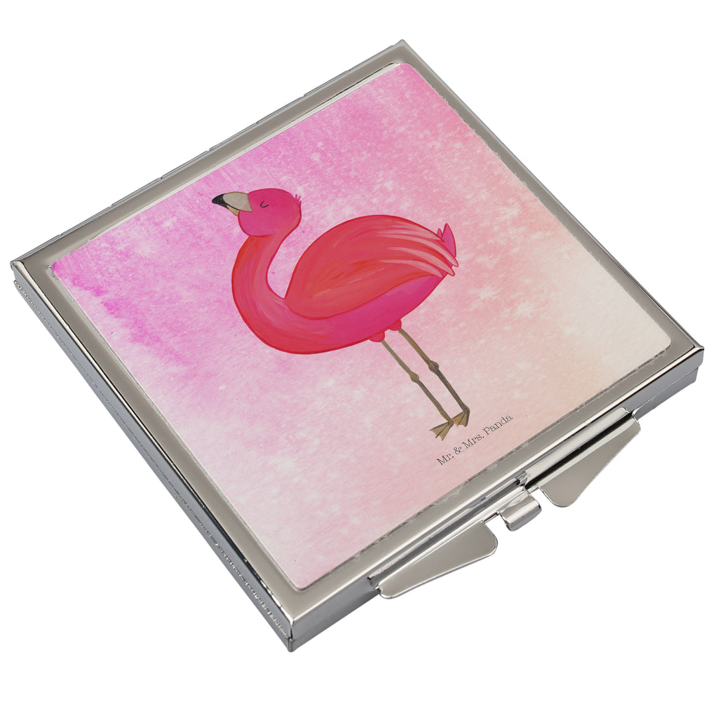 Handtaschenspiegel quadratisch Flamingo stolz Spiegel, Handtasche, Quadrat, silber, schminken, Schminkspiegel, Flamingo, stolz, Freude, Selbstliebe, Selbstakzeptanz, Freundin, beste Freundin, Tochter, Mama, Schwester