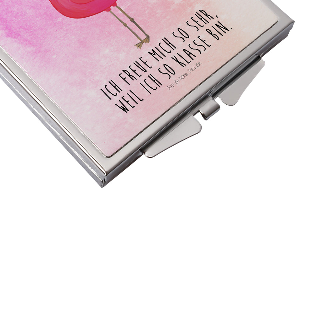 Handtaschenspiegel quadratisch Flamingo stolz Spiegel, Handtasche, Quadrat, silber, schminken, Schminkspiegel, Flamingo, stolz, Freude, Selbstliebe, Selbstakzeptanz, Freundin, beste Freundin, Tochter, Mama, Schwester
