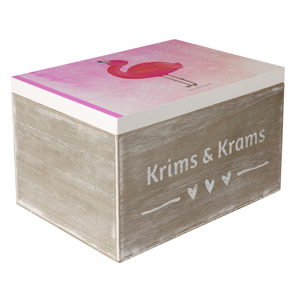 Holzkiste Flamingo stolz Holzkiste, Kiste, Schatzkiste, Truhe, Schatulle, XXL, Erinnerungsbox, Erinnerungskiste, Dekokiste, Aufbewahrungsbox, Flamingo, stolz, Freude, Selbstliebe, Selbstakzeptanz, Freundin, beste Freundin, Tochter, Mama, Schwester