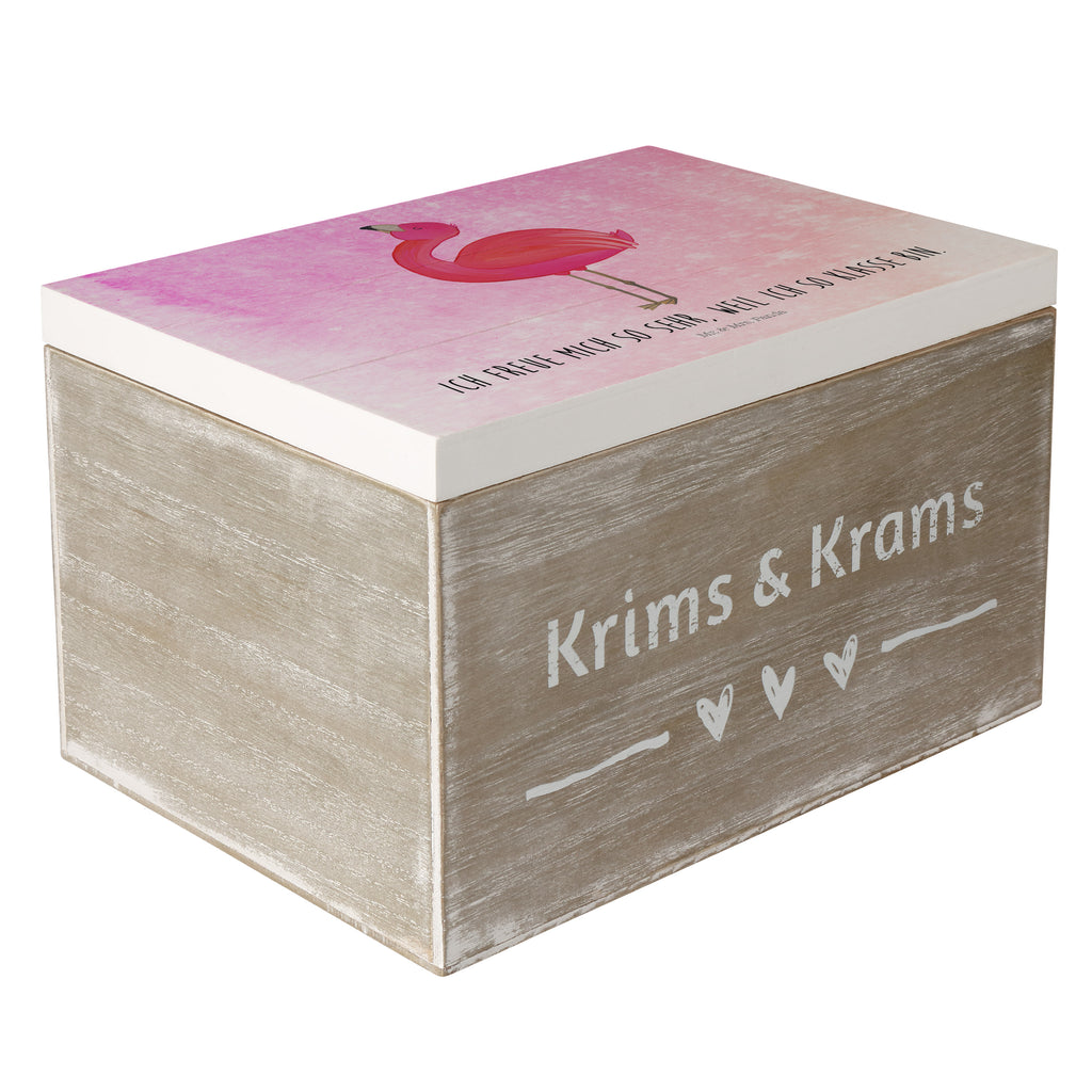 Holzkiste Flamingo stolz Holzkiste, Kiste, Schatzkiste, Truhe, Schatulle, XXL, Erinnerungsbox, Erinnerungskiste, Dekokiste, Aufbewahrungsbox, Flamingo, stolz, Freude, Selbstliebe, Selbstakzeptanz, Freundin, beste Freundin, Tochter, Mama, Schwester