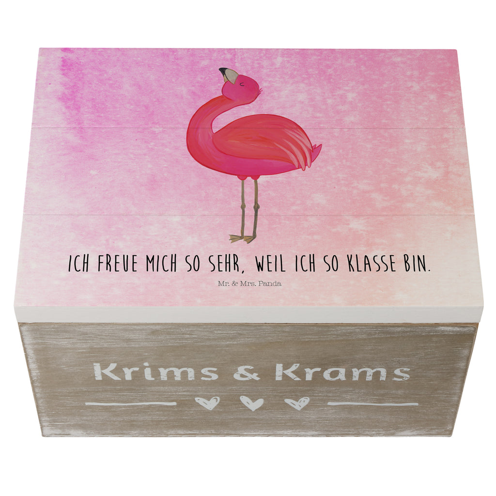 Holzkiste Flamingo stolz Holzkiste, Kiste, Schatzkiste, Truhe, Schatulle, XXL, Erinnerungsbox, Erinnerungskiste, Dekokiste, Aufbewahrungsbox, Flamingo, stolz, Freude, Selbstliebe, Selbstakzeptanz, Freundin, beste Freundin, Tochter, Mama, Schwester
