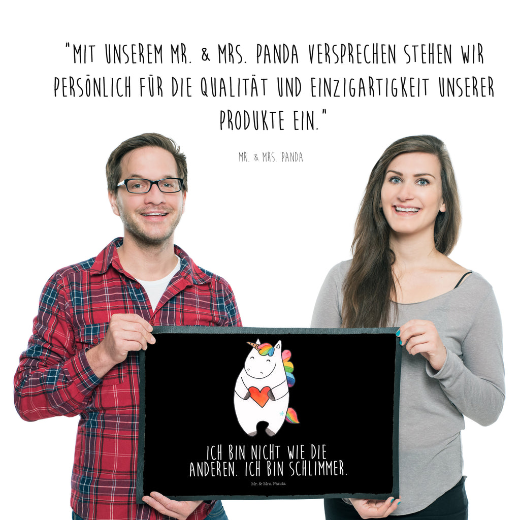 Fußmatte Einhorn Herz Einhorn, Herz, Einhörner, Unicorn, schlimm, böse, witzig, lustig, Freundin, anders, bunt Türvorleger, Schmutzmatte, Fußabtreter, Matte, Schmutzfänger, Fußabstreifer, Schmutzfangmatte, Türmatte, Motivfußmatte,  Haustürmatte, Vorleger  Einhorn, Einhörner, Einhorn Deko, Pegasus, Unicorn