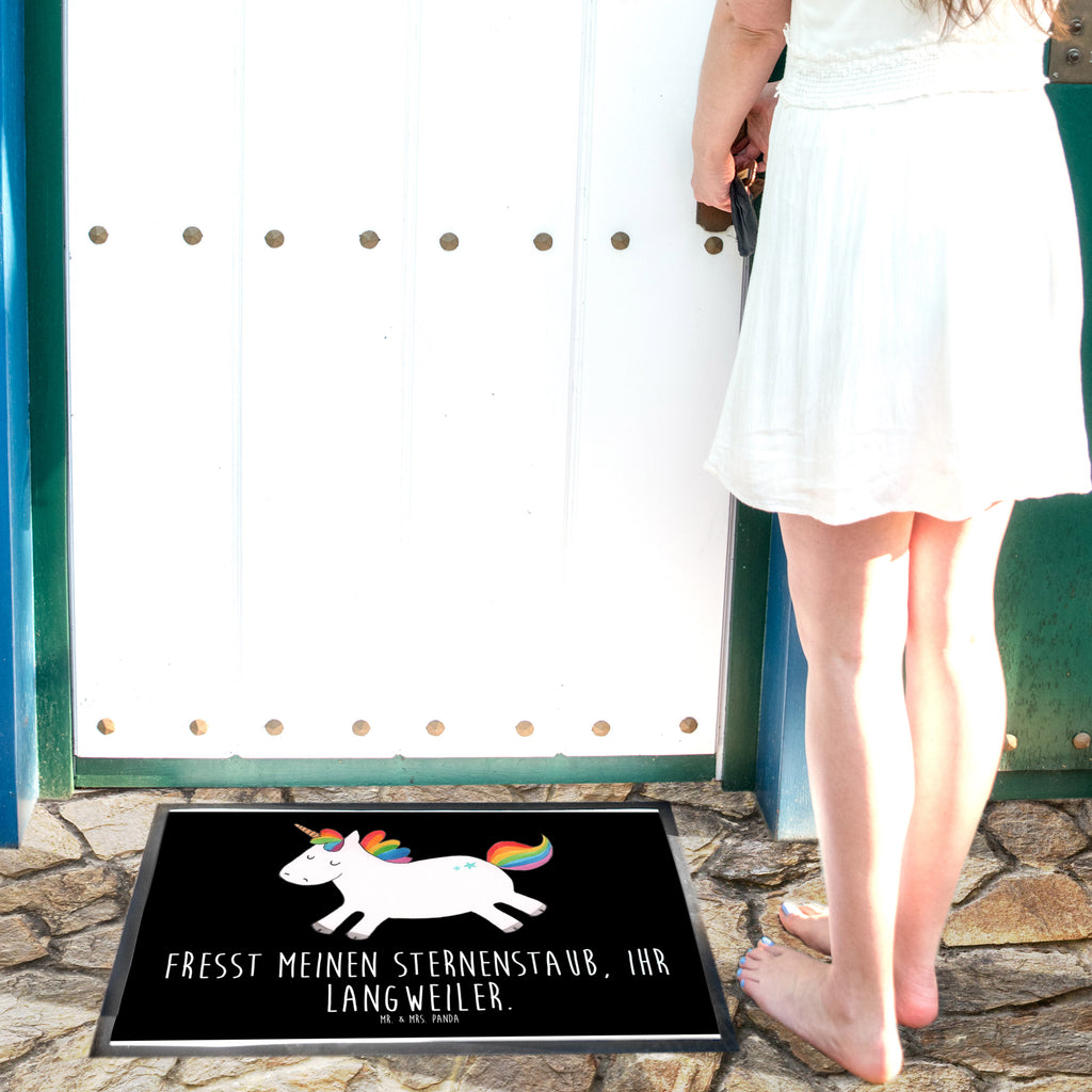 Fußmatte Einhorn Happy Einhorn, Einhörner, Unicorn, glücklich, fröhlich, Spaß, Freude, Lebensfreude, witzig, spannend, Lächeln, Lachen Türvorleger, Schmutzmatte, Fußabtreter, Matte, Schmutzfänger, Fußabstreifer, Schmutzfangmatte, Türmatte, Motivfußmatte,  Haustürmatte, Vorleger  Einhorn, Einhörner, Einhorn Deko, Pegasus, Unicorn