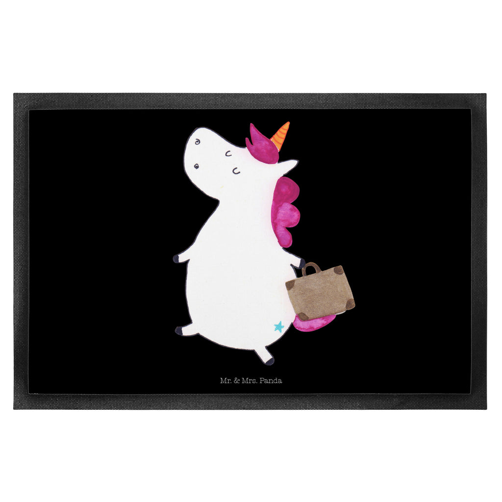 Fußmatte Einhorn Koffer Einhorn, unicorn, Einhörner, Koffer, Verreisen, Reise, Gepäck, Abenteuer, Erwachsen, Kind, albern, Spaß, lustig, witzig,  Türvorleger, Schmutzmatte, Fußabtreter, Matte, Schmutzfänger, Fußabstreifer, Schmutzfangmatte, Türmatte, Motivfußmatte,  Haustürmatte, Vorleger  Einhorn, Einhörner, Einhorn Deko, Pegasus, Unicorn