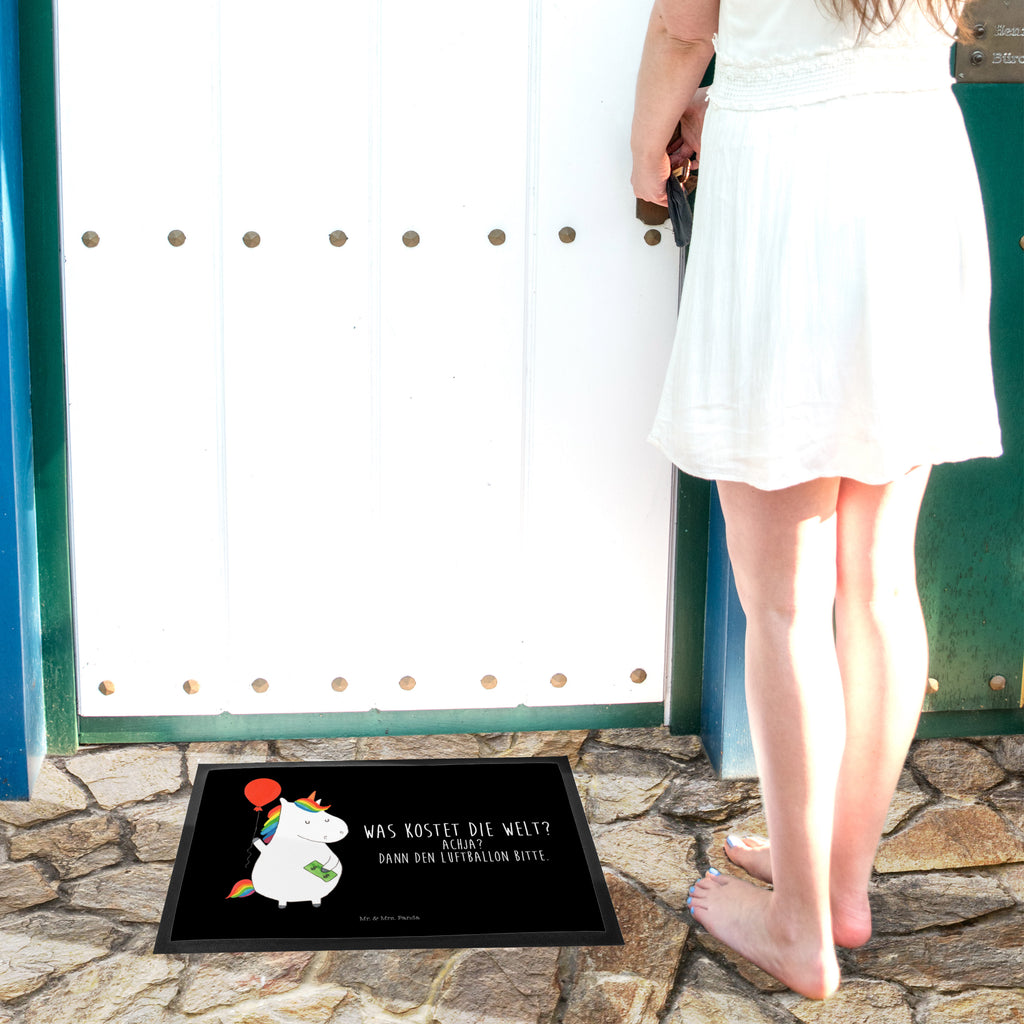 Fußmatte Einhorn Luftballon Einhorn, Einhörner, Unicorn, Luftballon, Geld, Lebenslust, Freude, Geschenk, Freundin	 Türvorleger, Schmutzmatte, Fußabtreter, Matte, Schmutzfänger, Fußabstreifer, Schmutzfangmatte, Türmatte, Motivfußmatte,  Haustürmatte, Vorleger  Einhorn, Einhörner, Einhorn Deko, Pegasus, Unicorn