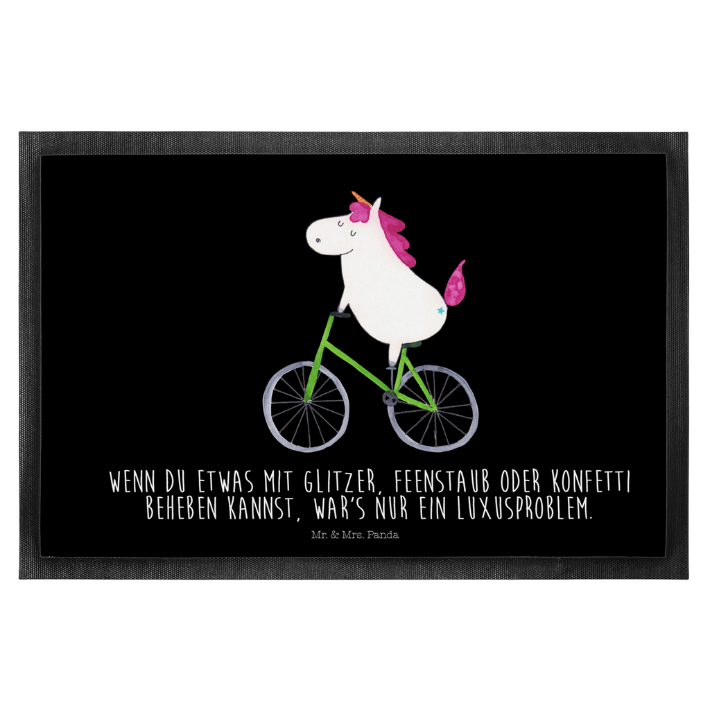 Fußmatte Einhorn Radfahrer Türvorleger, Schmutzmatte, Fußabtreter, Matte, Schmutzfänger, Fußabstreifer, Schmutzfangmatte, Türmatte, Motivfußmatte, Haustürmatte, Vorleger, Einhorn, Einhörner, Einhorn Deko, Pegasus, Unicorn, Radfahren, Radfahrer, Rad, Bike, Feenstaub, Konfetti, Luxusproblem, Kummer, Liebeskummer