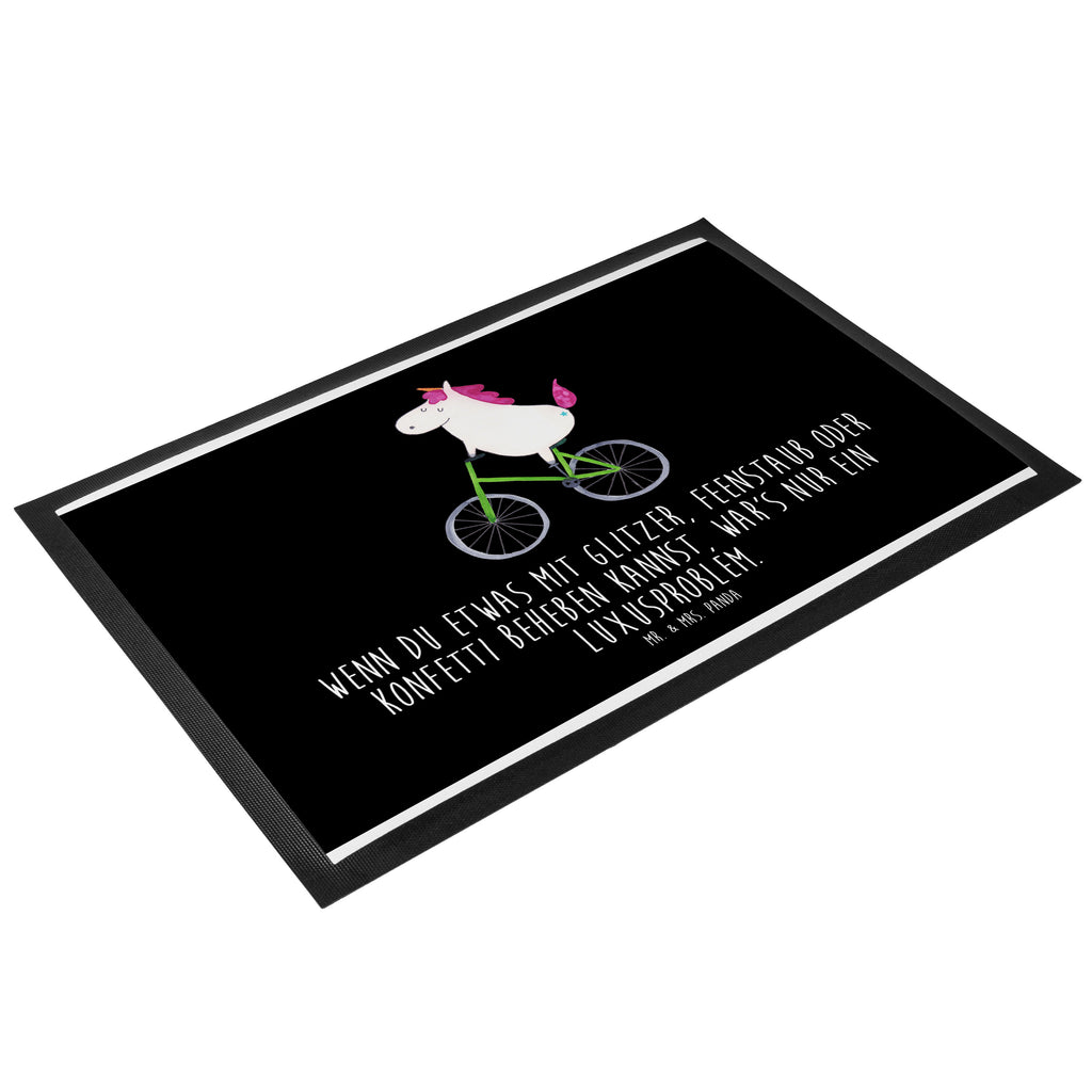 Fußmatte Einhorn Radfahrer Türvorleger, Schmutzmatte, Fußabtreter, Matte, Schmutzfänger, Fußabstreifer, Schmutzfangmatte, Türmatte, Motivfußmatte, Haustürmatte, Vorleger, Einhorn, Einhörner, Einhorn Deko, Pegasus, Unicorn, Radfahren, Radfahrer, Rad, Bike, Feenstaub, Konfetti, Luxusproblem, Kummer, Liebeskummer