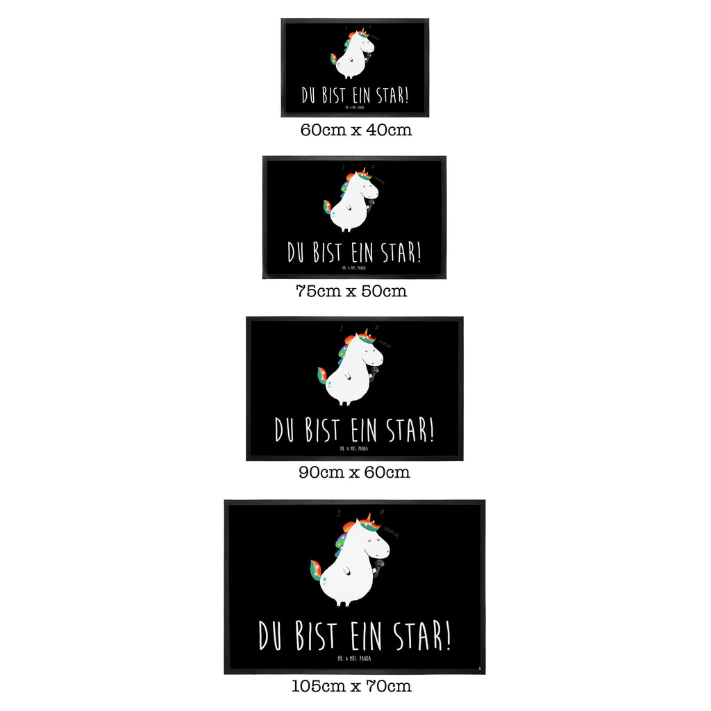 Fußmatte Einhorn Sänger Türvorleger, Schmutzmatte, Fußabtreter, Matte, Schmutzfänger, Fußabstreifer, Schmutzfangmatte, Türmatte, Motivfußmatte, Haustürmatte, Vorleger, Einhorn, Einhörner, Einhorn Deko, Pegasus, Unicorn, Glitzer, Konfetti, Party, Geburtstag, Feier, Fest, Disco, Sängerin, Sänger, Freundin