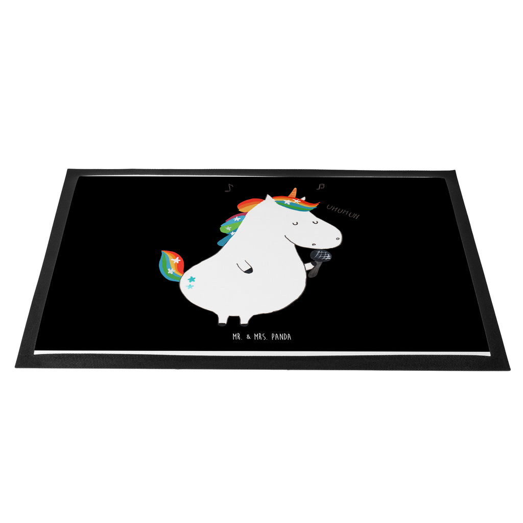 Fußmatte Einhorn Sänger Türvorleger, Schmutzmatte, Fußabtreter, Matte, Schmutzfänger, Fußabstreifer, Schmutzfangmatte, Türmatte, Motivfußmatte, Haustürmatte, Vorleger, Einhorn, Einhörner, Einhorn Deko, Pegasus, Unicorn, Glitzer, Konfetti, Party, Geburtstag, Feier, Fest, Disco, Sängerin, Sänger, Freundin