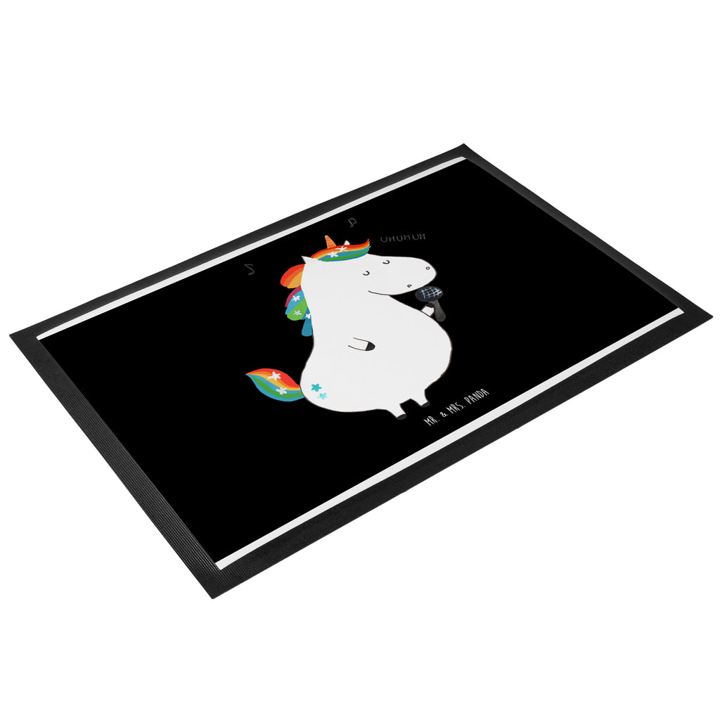 Fußmatte Einhorn Sänger Türvorleger, Schmutzmatte, Fußabtreter, Matte, Schmutzfänger, Fußabstreifer, Schmutzfangmatte, Türmatte, Motivfußmatte, Haustürmatte, Vorleger, Einhorn, Einhörner, Einhorn Deko, Pegasus, Unicorn, Glitzer, Konfetti, Party, Geburtstag, Feier, Fest, Disco, Sängerin, Sänger, Freundin