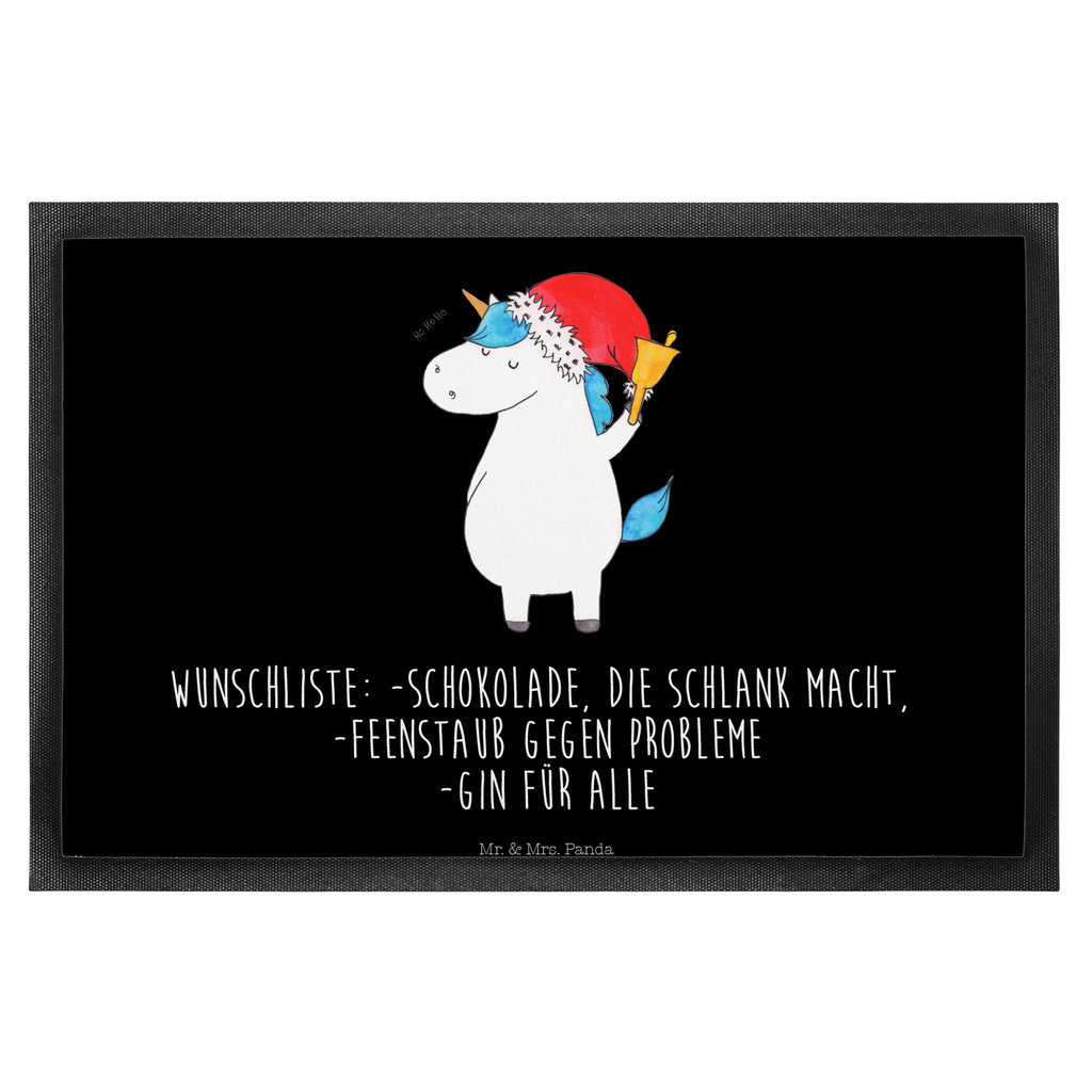 Fußmatte Einhorn Weihnachtsmann Gin, Schokolade, Schoki, Einhorn, Einhörner, Unicorn, Weihnachten, Weihnachtsmann, Nikolaus, Wunschzettel, Wunschliste, Feenstaub Türvorleger, Schmutzmatte, Fußabtreter, Matte, Schmutzfänger, Fußabstreifer, Schmutzfangmatte, Türmatte, Motivfußmatte,  Haustürmatte, Vorleger  Einhorn, Einhörner, Einhorn Deko, Pegasus, Unicorn