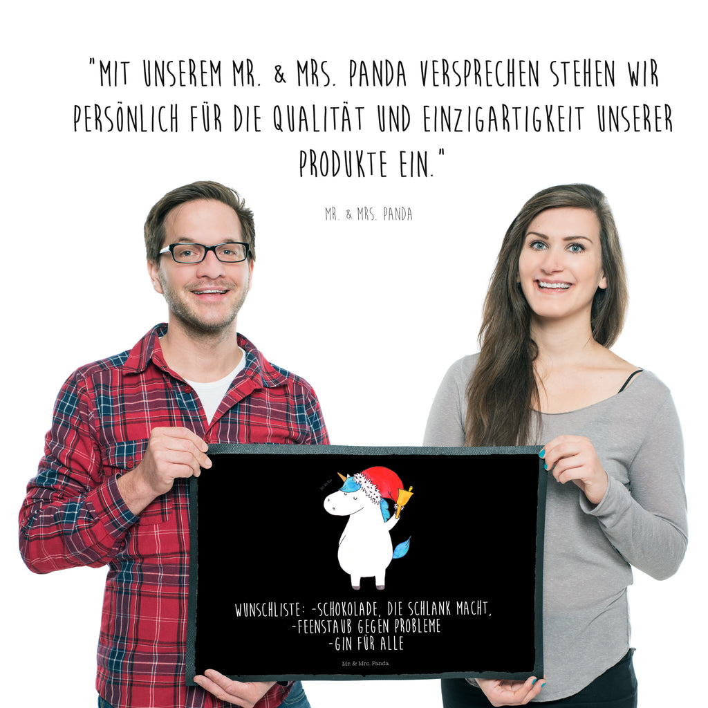 Fußmatte Einhorn Weihnachtsmann Gin, Schokolade, Schoki, Einhorn, Einhörner, Unicorn, Weihnachten, Weihnachtsmann, Nikolaus, Wunschzettel, Wunschliste, Feenstaub Türvorleger, Schmutzmatte, Fußabtreter, Matte, Schmutzfänger, Fußabstreifer, Schmutzfangmatte, Türmatte, Motivfußmatte,  Haustürmatte, Vorleger  Einhorn, Einhörner, Einhorn Deko, Pegasus, Unicorn
