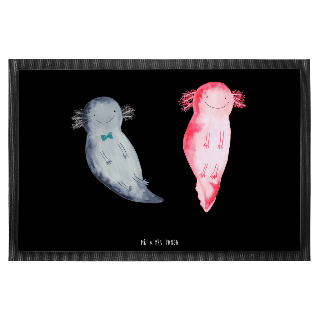 Fußmatte Axolotl Axel+Lotte Axolotl, Axolot, Schwanzlurch, Lurch, Lurche, Liebe, große Liebe, Liebesbeweis, Freund, Verlobter, Ehemann, Jahrestag, Valentinstag Türvorleger, Schmutzmatte, Fußabtreter, Matte, Schmutzfänger, Fußabstreifer, Schmutzfangmatte, Türmatte, Motivfußmatte,  Haustürmatte, Vorleger  Axolotl, Molch