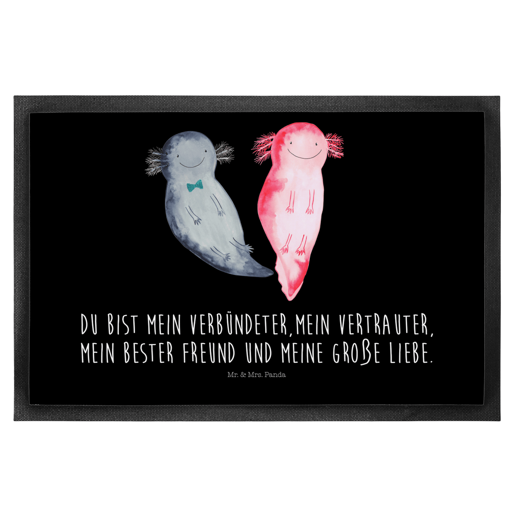 Fußmatte Axolotl Axel+Lotte Axolotl, Axolot, Schwanzlurch, Lurch, Lurche, Liebe, große Liebe, Liebesbeweis, Freund, Verlobter, Ehemann, Jahrestag, Valentinstag Türvorleger, Schmutzmatte, Fußabtreter, Matte, Schmutzfänger, Fußabstreifer, Schmutzfangmatte, Türmatte, Motivfußmatte,  Haustürmatte, Vorleger  Axolotl, Molch