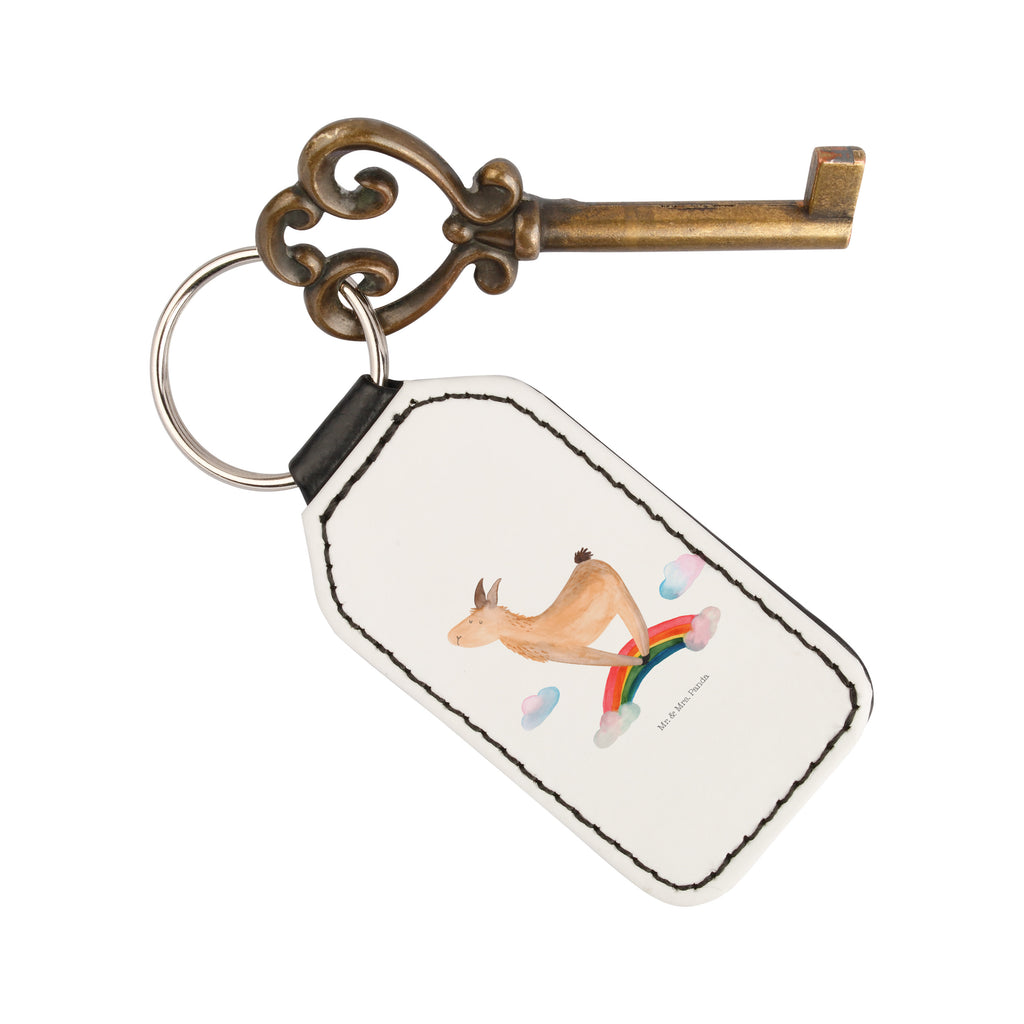 Rechteckig Schlüsselanhänger Lama Regenbogen Schlüsselanhänger, Anhänger, Taschenanhänger, Glücksbringer, Schutzengel, Lama, Alpaka, Lamas, Regenbogen, Haters gonna hate, Haters, Selbstständig, Außenseiter, Schule, Abi, Hobby, Wolkenland, Freiheit