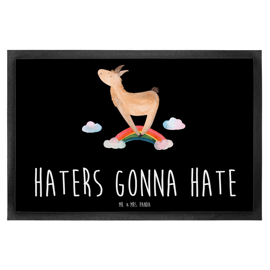Fußmatte Lama Regenbogen Lama, Lamas, Regenbogen, Haters gonna hate, Haters, Selbstständig, Außenseiter, Schule, Abi, Hobby, Wolkenland, Freiheit	 Türvorleger, Schmutzmatte, Fußabtreter, Matte, Schmutzfänger, Fußabstreifer, Schmutzfangmatte, Türmatte, Motivfußmatte,  Haustürmatte, Vorleger  Lama, Alpaka