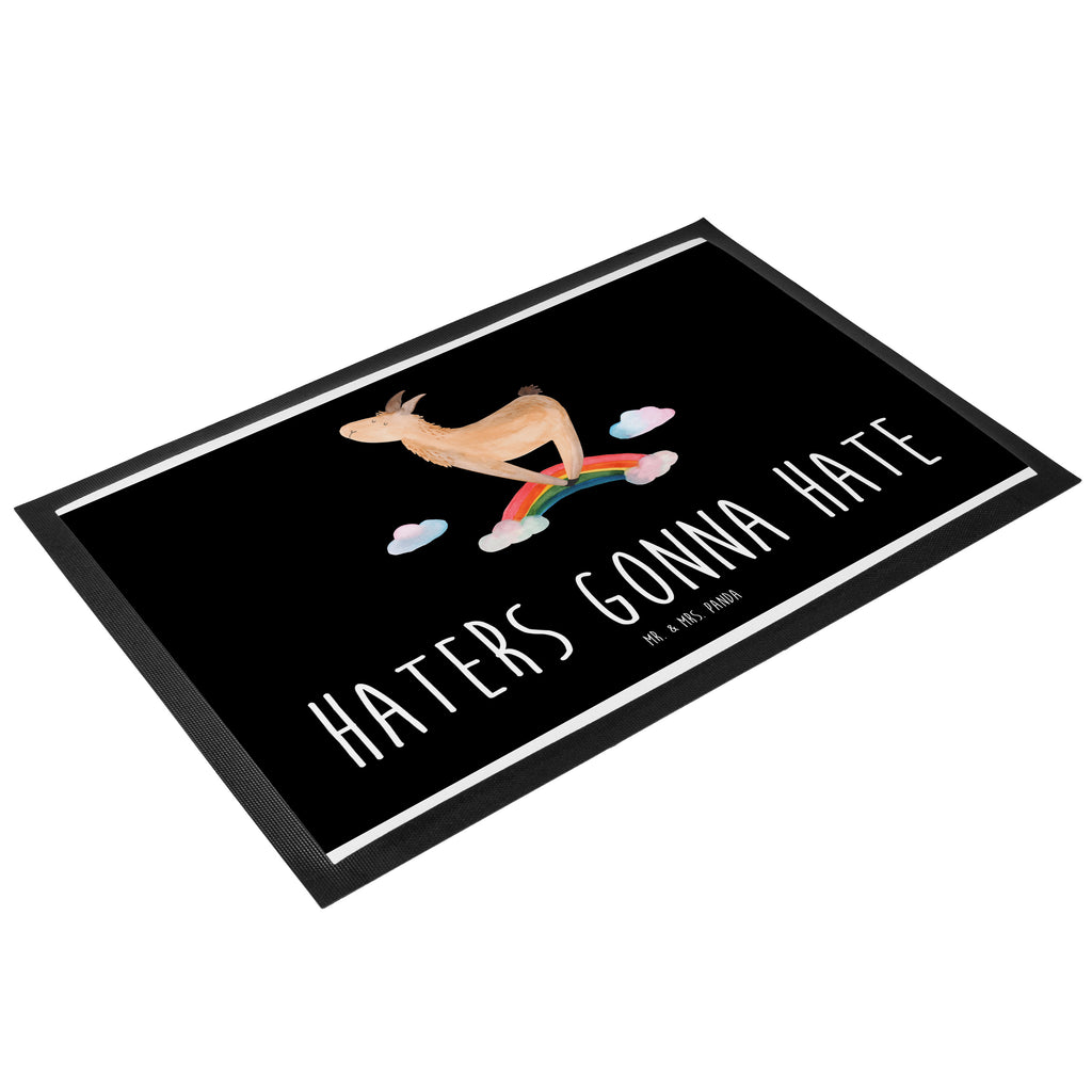 Fußmatte Lama Regenbogen Lama, Lamas, Regenbogen, Haters gonna hate, Haters, Selbstständig, Außenseiter, Schule, Abi, Hobby, Wolkenland, Freiheit	 Türvorleger, Schmutzmatte, Fußabtreter, Matte, Schmutzfänger, Fußabstreifer, Schmutzfangmatte, Türmatte, Motivfußmatte,  Haustürmatte, Vorleger  Lama, Alpaka