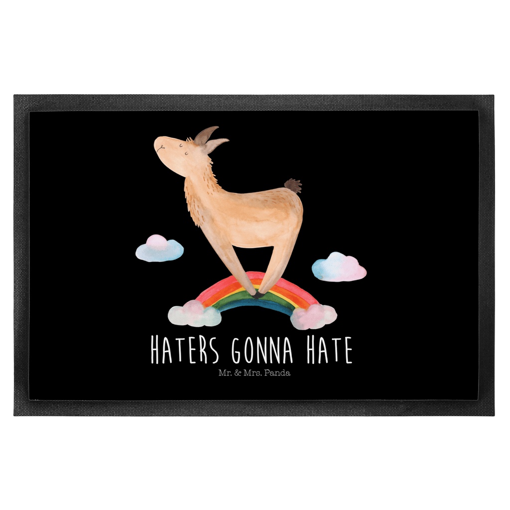 Fußmatte Lama Regenbogen Lama, Lamas, Regenbogen, Haters gonna hate, Haters, Selbstständig, Außenseiter, Schule, Abi, Hobby, Wolkenland, Freiheit	 Türvorleger, Schmutzmatte, Fußabtreter, Matte, Schmutzfänger, Fußabstreifer, Schmutzfangmatte, Türmatte, Motivfußmatte,  Haustürmatte, Vorleger  Lama, Alpaka