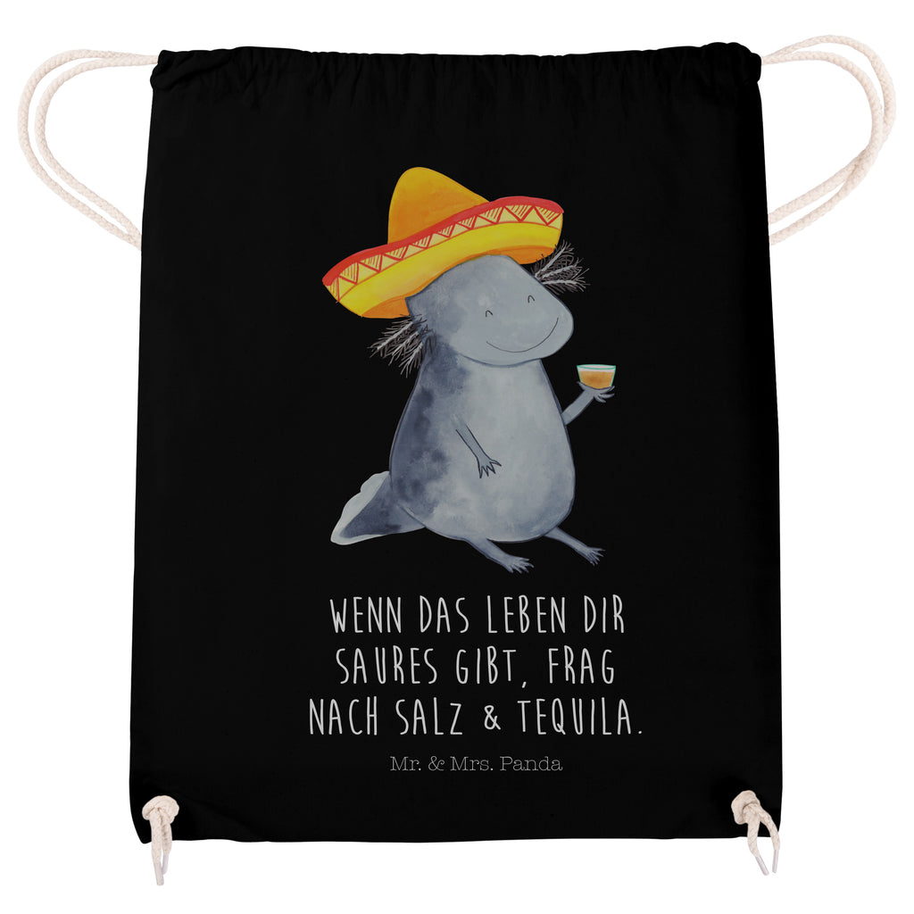 Sportbeutel Axolotl Tequila Turnbeutel, Beutel, Sporttasche, Tasche, Stoffbeutel, Axolotl, Molch, Mexico, Mexiko, Sombrero, Zitrone, Tequila, Motivation, Spruch, Schwanzlurch, Lurch, Lurche, Axolot, Feuerdrache, Feuersalamander