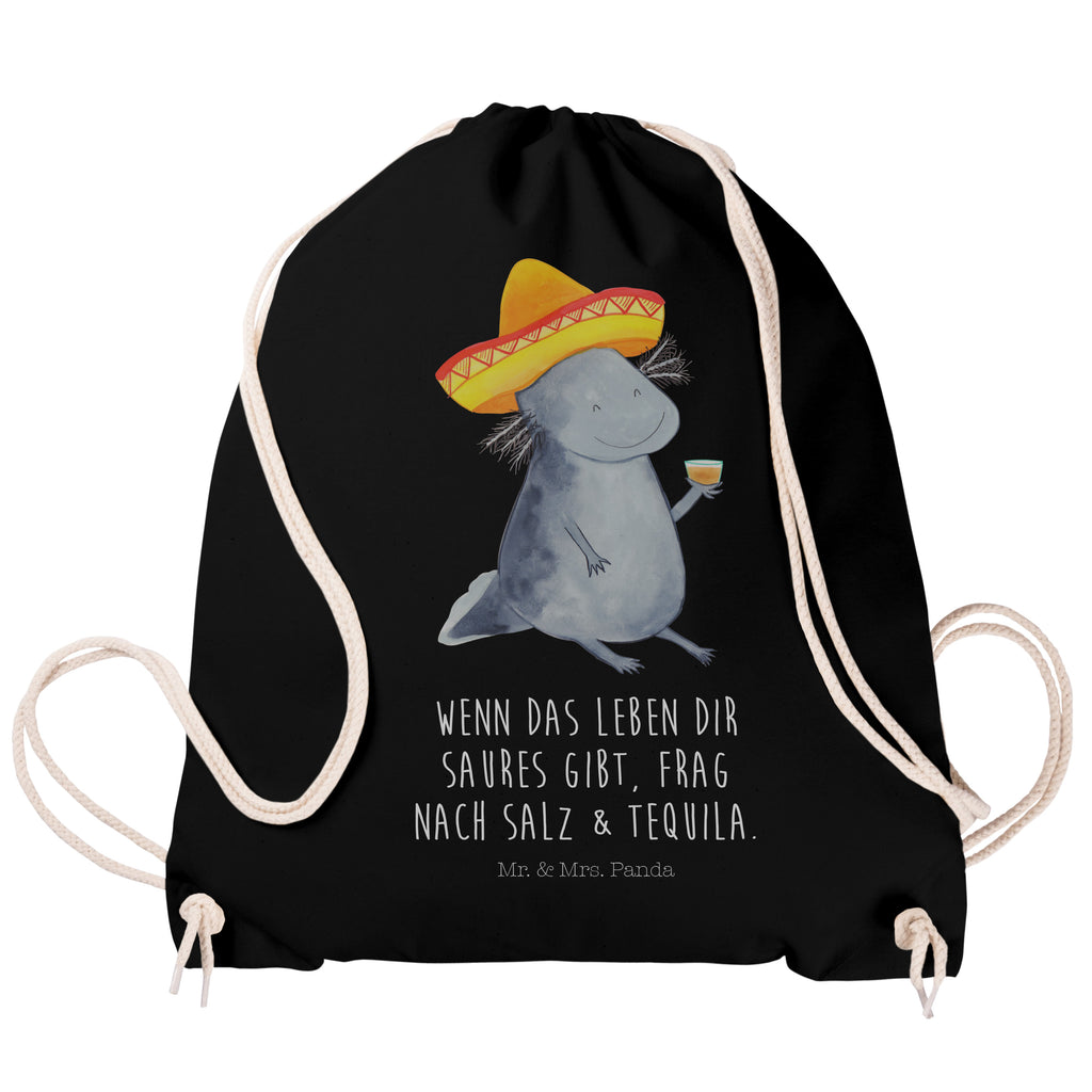 Sportbeutel Axolotl Tequila Turnbeutel, Beutel, Sporttasche, Tasche, Stoffbeutel, Axolotl, Molch, Mexico, Mexiko, Sombrero, Zitrone, Tequila, Motivation, Spruch, Schwanzlurch, Lurch, Lurche, Axolot, Feuerdrache, Feuersalamander