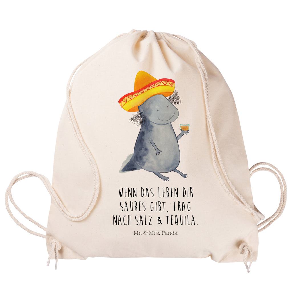 Sportbeutel Axolotl Tequila Turnbeutel, Beutel, Sporttasche, Tasche, Stoffbeutel, Axolotl, Molch, Mexico, Mexiko, Sombrero, Zitrone, Tequila, Motivation, Spruch, Schwanzlurch, Lurch, Lurche, Axolot, Feuerdrache, Feuersalamander
