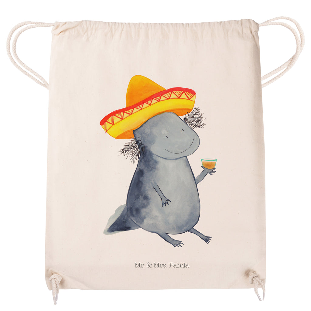 Sportbeutel Axolotl Tequila Turnbeutel, Beutel, Sporttasche, Tasche, Stoffbeutel, Axolotl, Molch, Mexico, Mexiko, Sombrero, Zitrone, Tequila, Motivation, Spruch, Schwanzlurch, Lurch, Lurche, Axolot, Feuerdrache, Feuersalamander