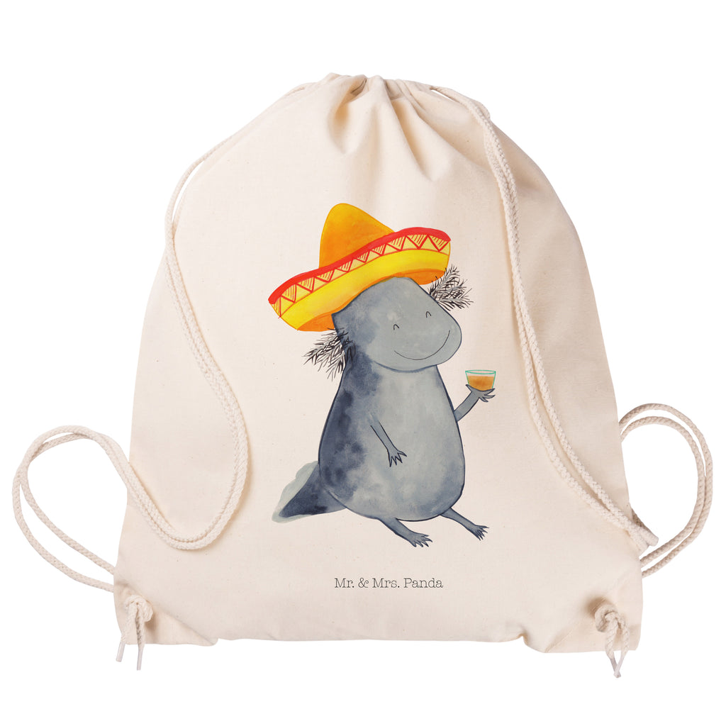 Sportbeutel Axolotl Tequila Turnbeutel, Beutel, Sporttasche, Tasche, Stoffbeutel, Axolotl, Molch, Mexico, Mexiko, Sombrero, Zitrone, Tequila, Motivation, Spruch, Schwanzlurch, Lurch, Lurche, Axolot, Feuerdrache, Feuersalamander