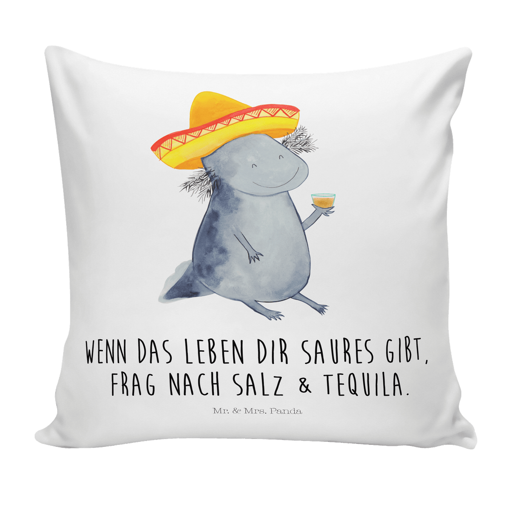 40x40 Kissen Axolotl Tequila Kissenhülle, Kopfkissen, Sofakissen, Dekokissen, Motivkissen, Axolotl, Molch, Mexico, Mexiko, Sombrero, Zitrone, Tequila, Motivation, Spruch, Schwanzlurch, Lurch, Lurche, Axolot, Feuerdrache, Feuersalamander