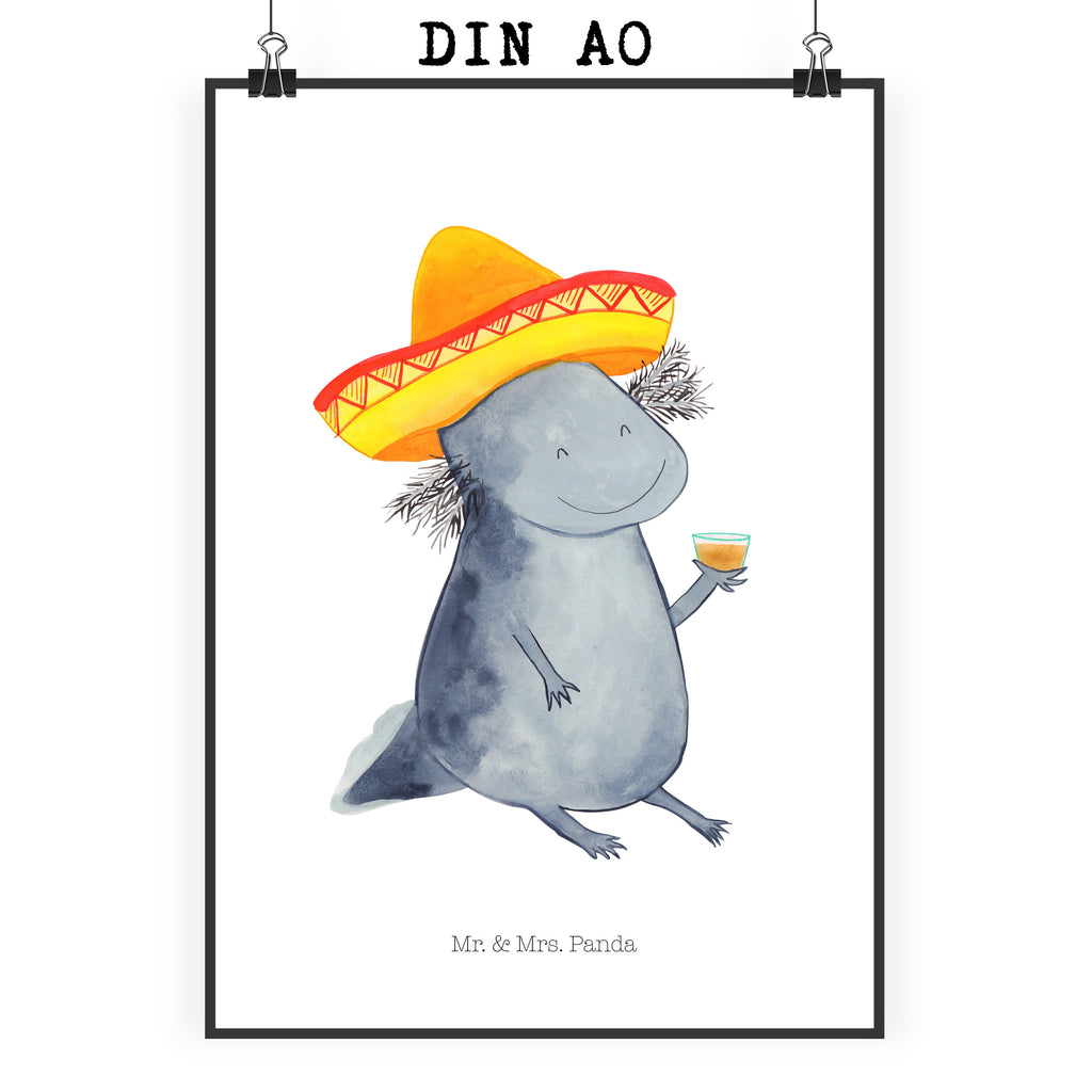Poster Axolotl Tequila Poster, Wandposter, Bild, Wanddeko, Küchenposter, Kinderposter, Wanddeko Bild, Raumdekoration, Wanddekoration, Handgemaltes Poster, Mr. & Mrs. Panda Poster, Designposter, Kunstdruck, Posterdruck, Axolotl, Molch, Mexico, Mexiko, Sombrero, Zitrone, Tequila, Motivation, Spruch, Schwanzlurch, Lurch, Lurche, Axolot, Feuerdrache, Feuersalamander