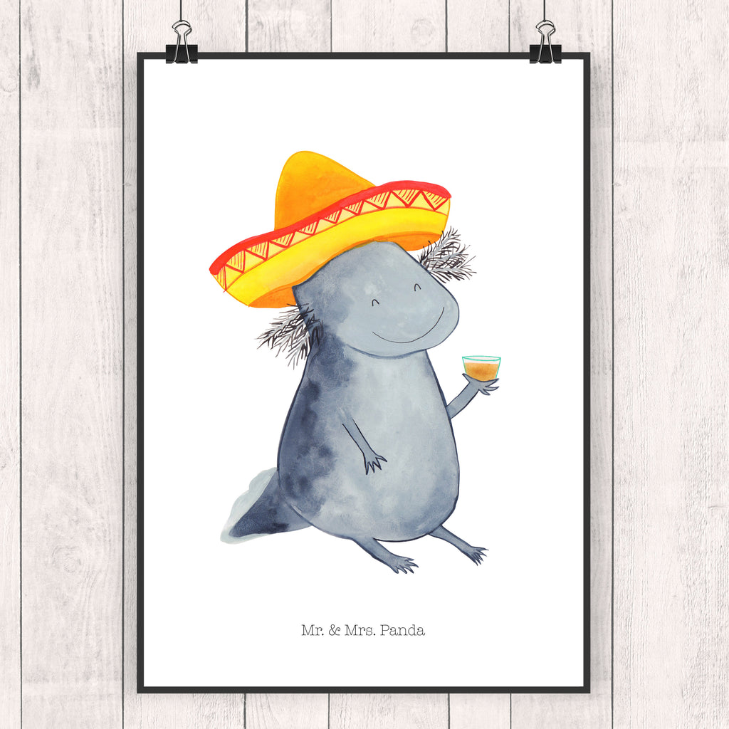 Poster Axolotl Tequila Poster, Wandposter, Bild, Wanddeko, Küchenposter, Kinderposter, Wanddeko Bild, Raumdekoration, Wanddekoration, Handgemaltes Poster, Mr. & Mrs. Panda Poster, Designposter, Kunstdruck, Posterdruck, Axolotl, Molch, Mexico, Mexiko, Sombrero, Zitrone, Tequila, Motivation, Spruch, Schwanzlurch, Lurch, Lurche, Axolot, Feuerdrache, Feuersalamander
