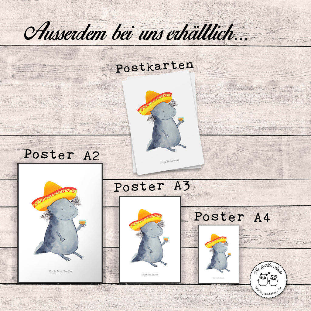 Poster Axolotl Tequila Poster, Wandposter, Bild, Wanddeko, Küchenposter, Kinderposter, Wanddeko Bild, Raumdekoration, Wanddekoration, Handgemaltes Poster, Mr. & Mrs. Panda Poster, Designposter, Kunstdruck, Posterdruck, Axolotl, Molch, Mexico, Mexiko, Sombrero, Zitrone, Tequila, Motivation, Spruch, Schwanzlurch, Lurch, Lurche, Axolot, Feuerdrache, Feuersalamander