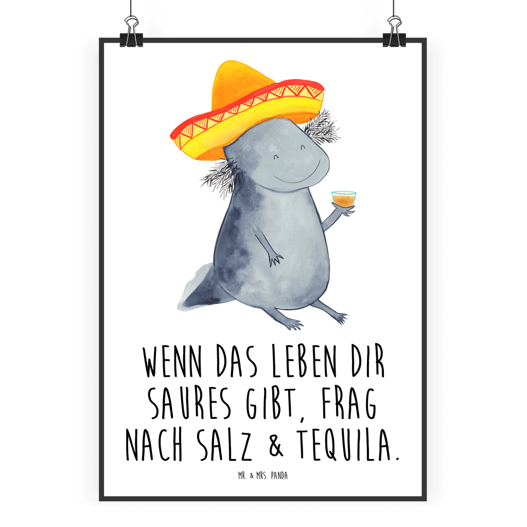 Poster Axolotl Tequila Poster, Wandposter, Bild, Wanddeko, Küchenposter, Kinderposter, Wanddeko Bild, Raumdekoration, Wanddekoration, Handgemaltes Poster, Mr. & Mrs. Panda Poster, Designposter, Kunstdruck, Posterdruck, Axolotl, Molch, Mexico, Mexiko, Sombrero, Zitrone, Tequila, Motivation, Spruch, Schwanzlurch, Lurch, Lurche, Axolot, Feuerdrache, Feuersalamander