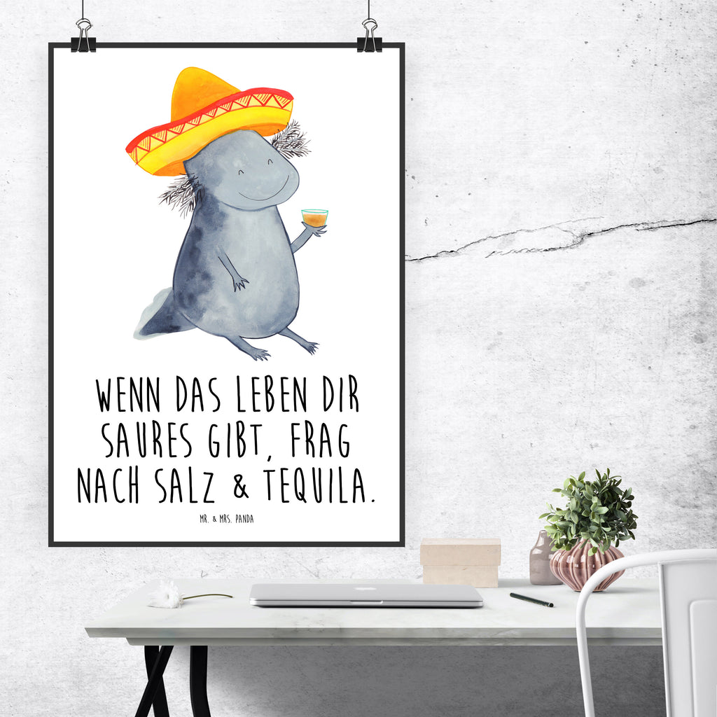 Poster Axolotl Tequila Poster, Wandposter, Bild, Wanddeko, Küchenposter, Kinderposter, Wanddeko Bild, Raumdekoration, Wanddekoration, Handgemaltes Poster, Mr. & Mrs. Panda Poster, Designposter, Kunstdruck, Posterdruck, Axolotl, Molch, Mexico, Mexiko, Sombrero, Zitrone, Tequila, Motivation, Spruch, Schwanzlurch, Lurch, Lurche, Axolot, Feuerdrache, Feuersalamander