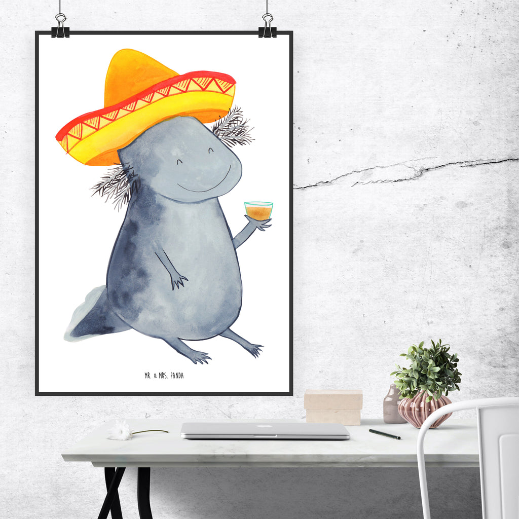 Poster Axolotl Tequila Poster, Wandposter, Bild, Wanddeko, Küchenposter, Kinderposter, Wanddeko Bild, Raumdekoration, Wanddekoration, Handgemaltes Poster, Mr. & Mrs. Panda Poster, Designposter, Kunstdruck, Posterdruck, Axolotl, Molch, Mexico, Mexiko, Sombrero, Zitrone, Tequila, Motivation, Spruch, Schwanzlurch, Lurch, Lurche, Axolot, Feuerdrache, Feuersalamander