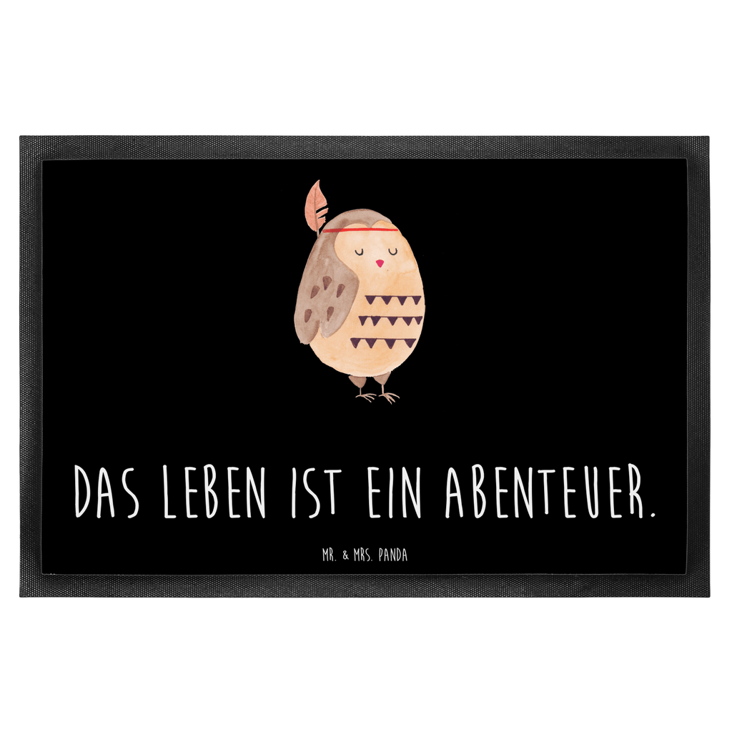 Fußmatte Eule Federschmuck Eule, Eule Deko, Owl, Das Leben ist ein Abenteuer, Reisespruch, Federschmuck, Dekoration  Türvorleger, Schmutzmatte, Fußabtreter, Matte, Schmutzfänger, Fußabstreifer, Schmutzfangmatte, Türmatte, Motivfußmatte,  Haustürmatte, Vorleger  Eule