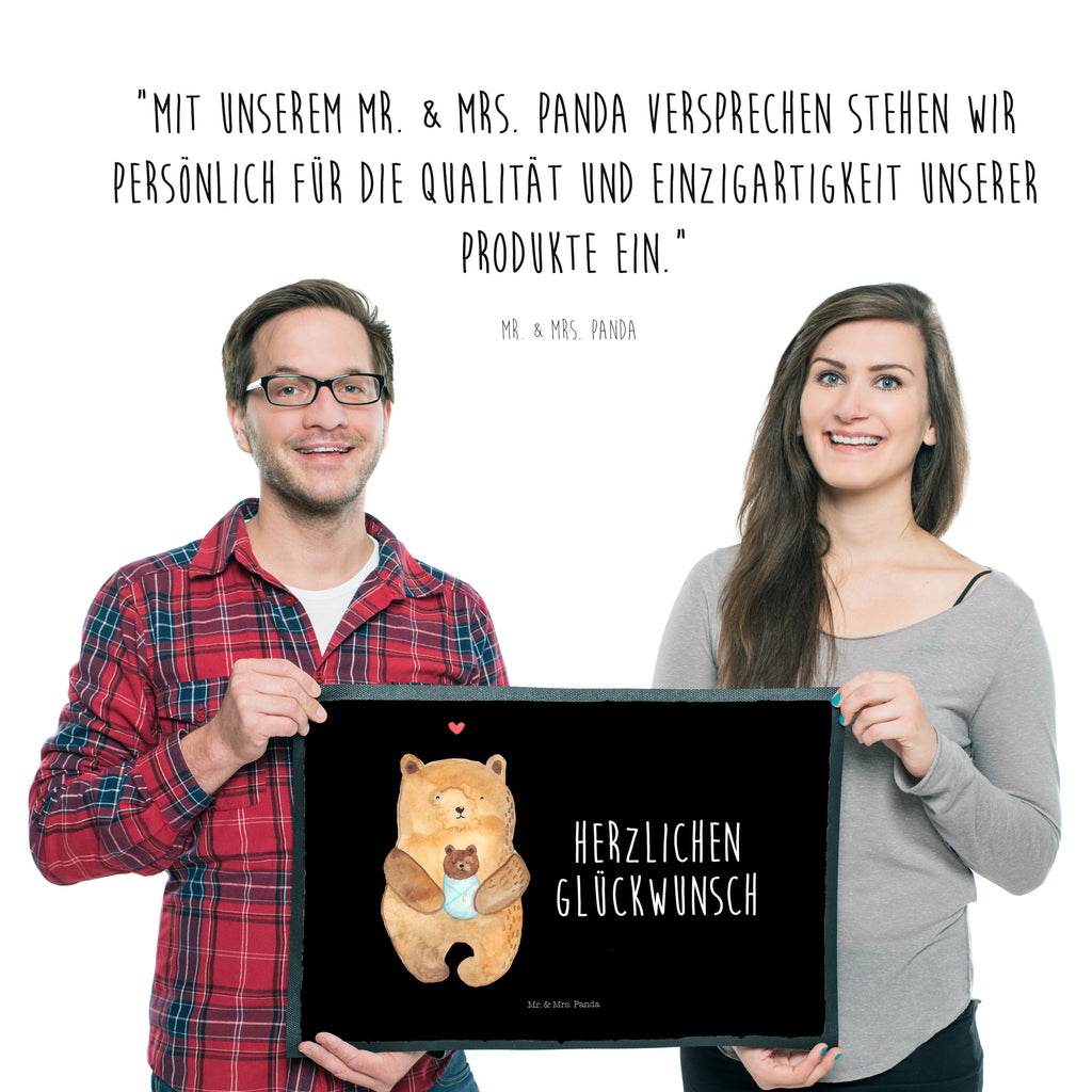 Fußmatte Bär mit Baby Türvorleger, Schmutzmatte, Fußabtreter, Matte, Schmutzfänger, Fußabstreifer, Schmutzfangmatte, Türmatte, Motivfußmatte, Haustürmatte, Vorleger, Bär, Teddy, Teddybär, Eltern, Mutter, Baby, Taufe, Geburt, Nichte, Neffe, Enkel, Enkelin, Täufling, Geburtstag, Glückwunsch