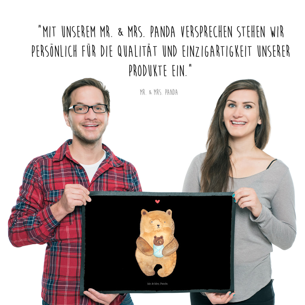 Fußmatte Bär mit Baby Türvorleger, Schmutzmatte, Fußabtreter, Matte, Schmutzfänger, Fußabstreifer, Schmutzfangmatte, Türmatte, Motivfußmatte, Haustürmatte, Vorleger, Bär, Teddy, Teddybär, Eltern, Mutter, Baby, Taufe, Geburt, Nichte, Neffe, Enkel, Enkelin, Täufling, Geburtstag, Glückwunsch