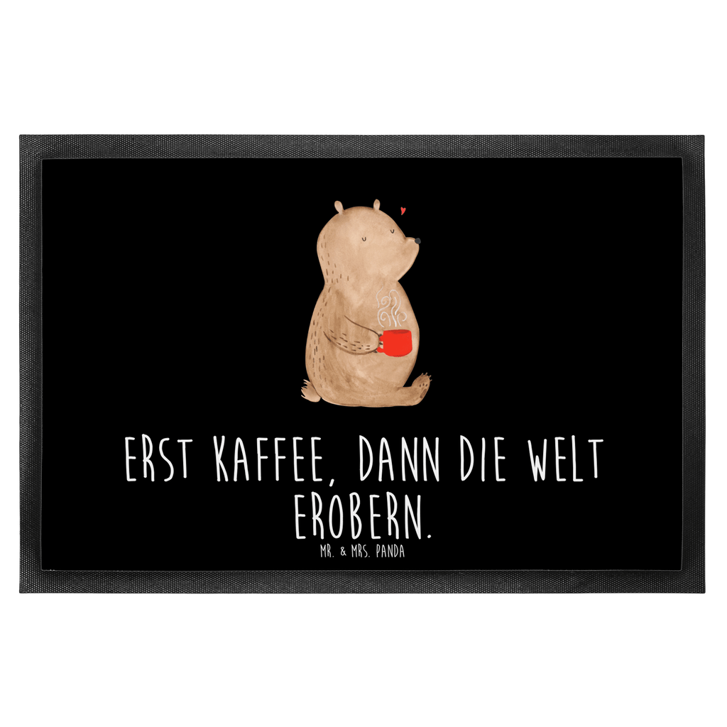 Fußmatte Bär Kaffee Kaffee, Coffee, Bär, Bären, guten Morgen, Morgenroutine, Welt erobern, Welt retten, Motivation	 Türvorleger, Schmutzmatte, Fußabtreter, Matte, Schmutzfänger, Fußabstreifer, Schmutzfangmatte, Türmatte, Motivfußmatte,  Haustürmatte, Vorleger  Bär, Teddy, Teddybär