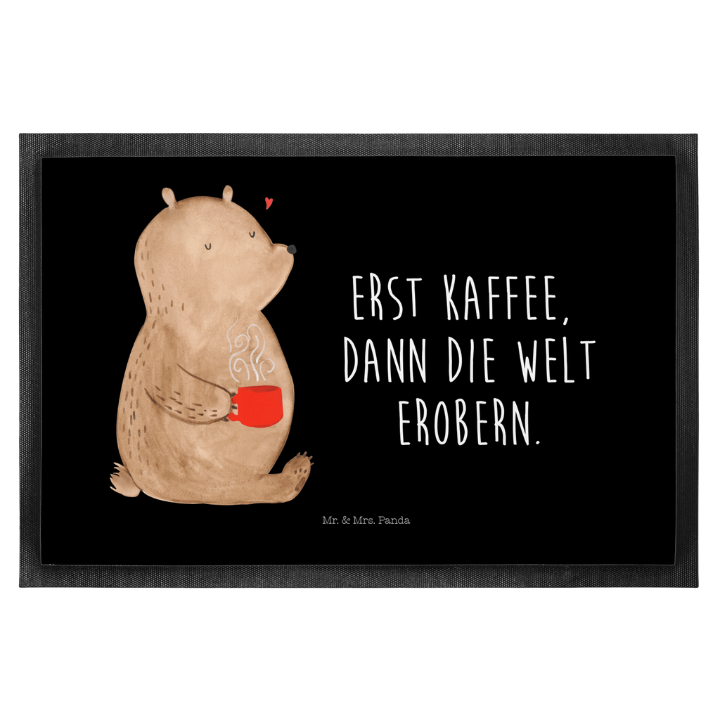 Fußmatte Bär Kaffee Kaffee, Coffee, Bär, Bären, guten Morgen, Morgenroutine, Welt erobern, Welt retten, Motivation	 Türvorleger, Schmutzmatte, Fußabtreter, Matte, Schmutzfänger, Fußabstreifer, Schmutzfangmatte, Türmatte, Motivfußmatte,  Haustürmatte, Vorleger  Bär, Teddy, Teddybär