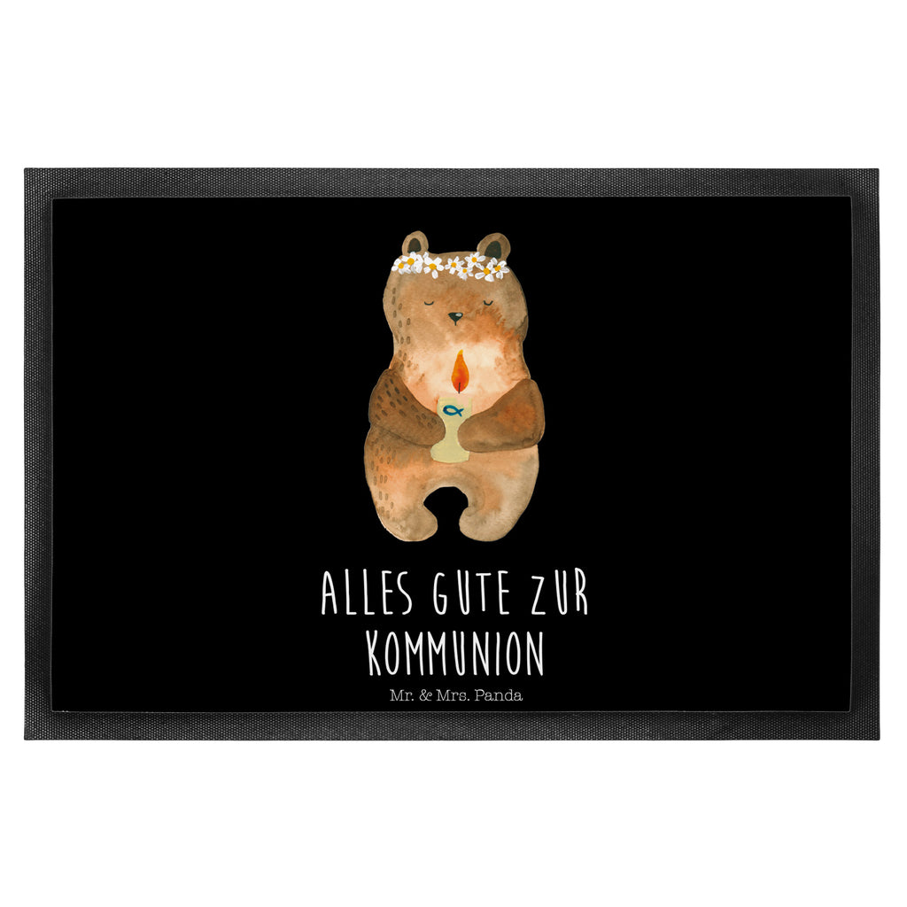 Fußmatte Kommunion-Bär Kommunion, Gottes Segen, Taufkerze, katholisch Türvorleger, Schmutzmatte, Fußabtreter, Matte, Schmutzfänger, Fußabstreifer, Schmutzfangmatte, Türmatte, Motivfußmatte,  Haustürmatte, Vorleger  Bär, Teddy, Teddybär