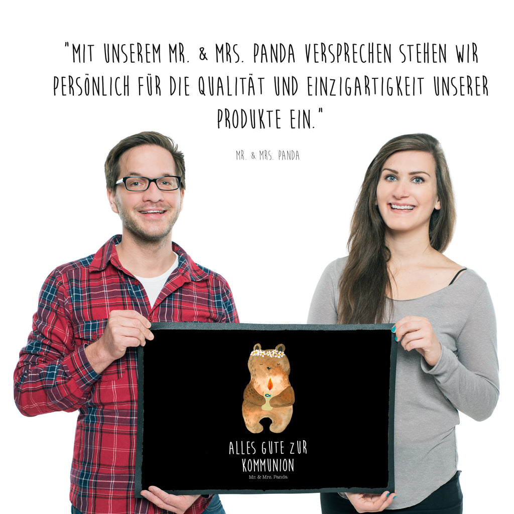 Fußmatte Kommunion-Bär Kommunion, Gottes Segen, Taufkerze, katholisch Türvorleger, Schmutzmatte, Fußabtreter, Matte, Schmutzfänger, Fußabstreifer, Schmutzfangmatte, Türmatte, Motivfußmatte,  Haustürmatte, Vorleger  Bär, Teddy, Teddybär