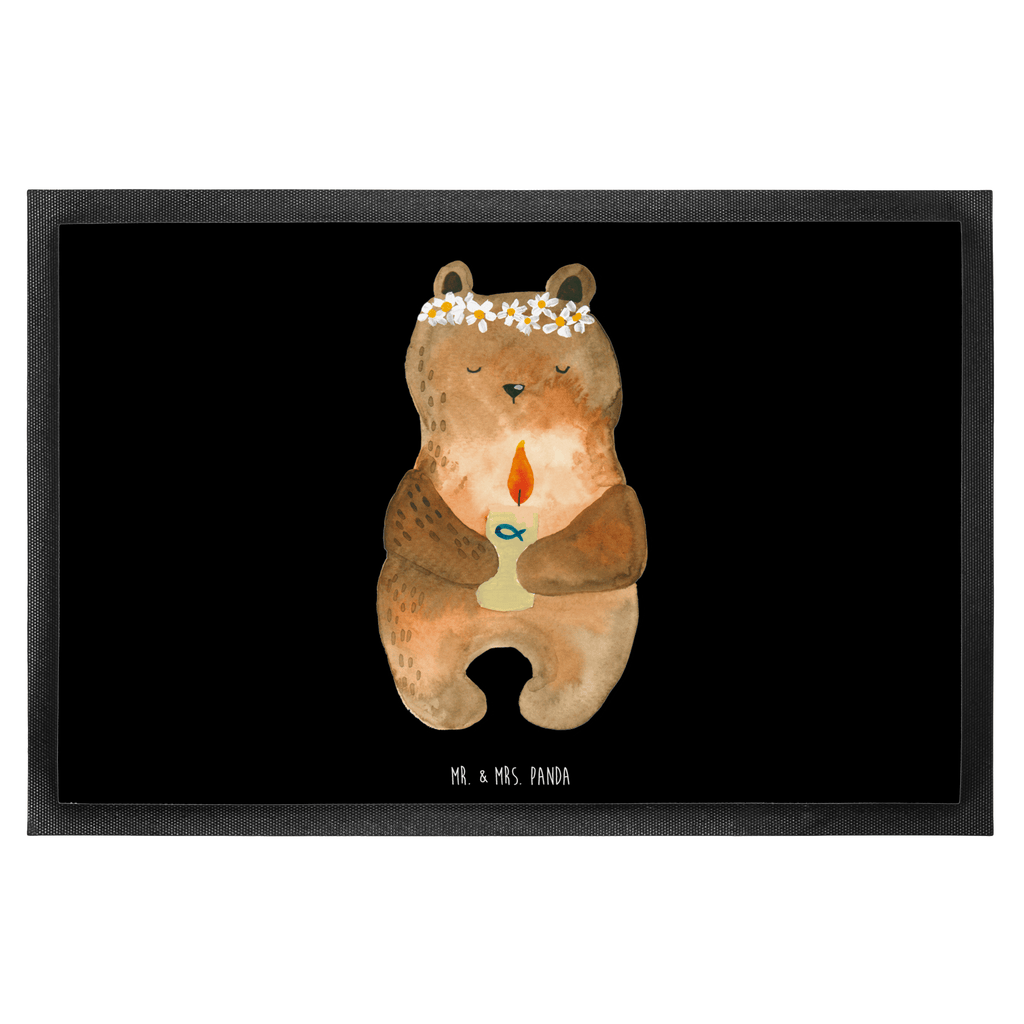 Fußmatte Kommunion-Bär Kommunion, Gottes Segen, Taufkerze, katholisch Türvorleger, Schmutzmatte, Fußabtreter, Matte, Schmutzfänger, Fußabstreifer, Schmutzfangmatte, Türmatte, Motivfußmatte,  Haustürmatte, Vorleger  Bär, Teddy, Teddybär