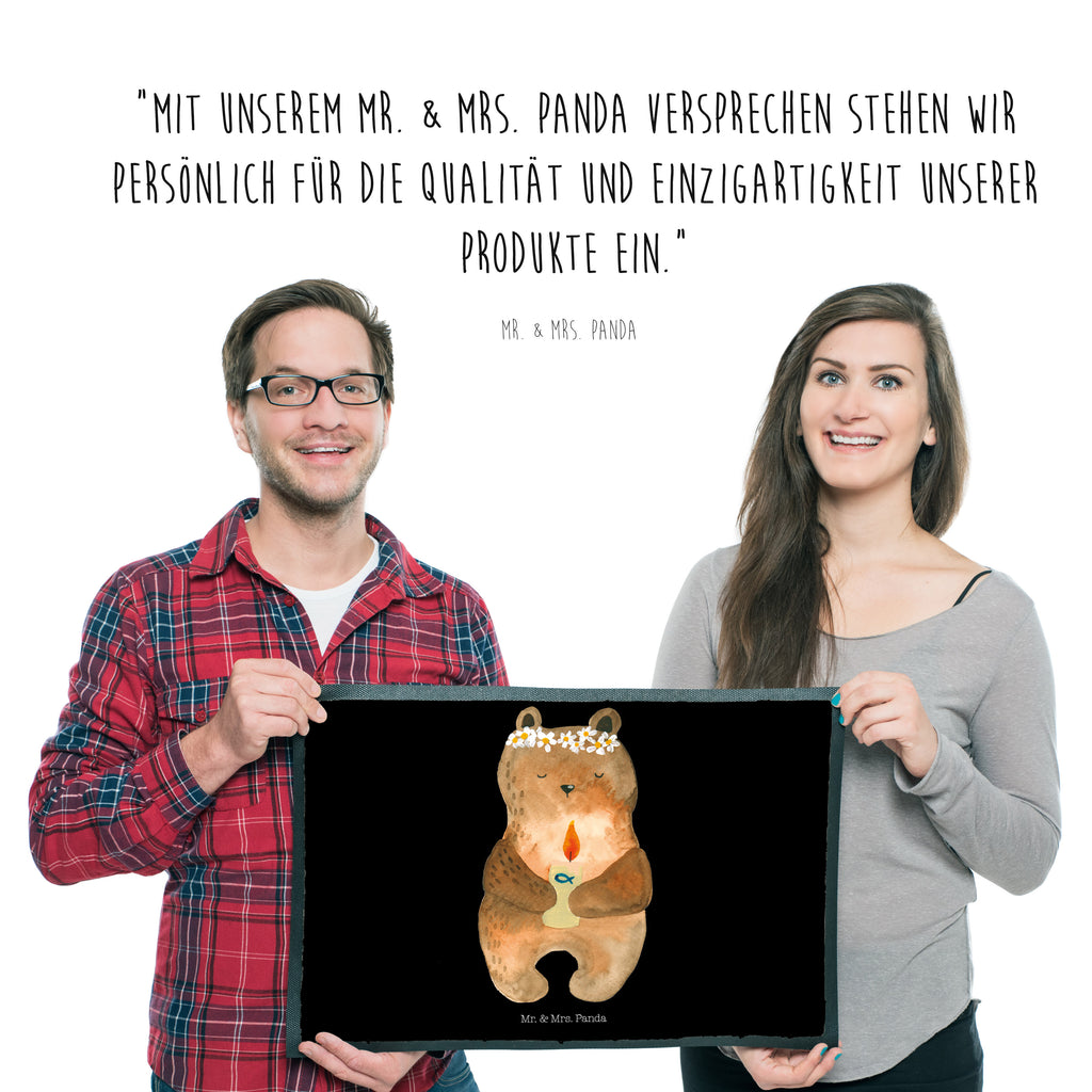 Fußmatte Kommunion-Bär Kommunion, Gottes Segen, Taufkerze, katholisch Türvorleger, Schmutzmatte, Fußabtreter, Matte, Schmutzfänger, Fußabstreifer, Schmutzfangmatte, Türmatte, Motivfußmatte,  Haustürmatte, Vorleger  Bär, Teddy, Teddybär